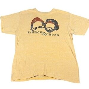 Cheech & Chong T-Shirt Mens XL Yellow Graphic Tee Slub Knit Distressed Vintage